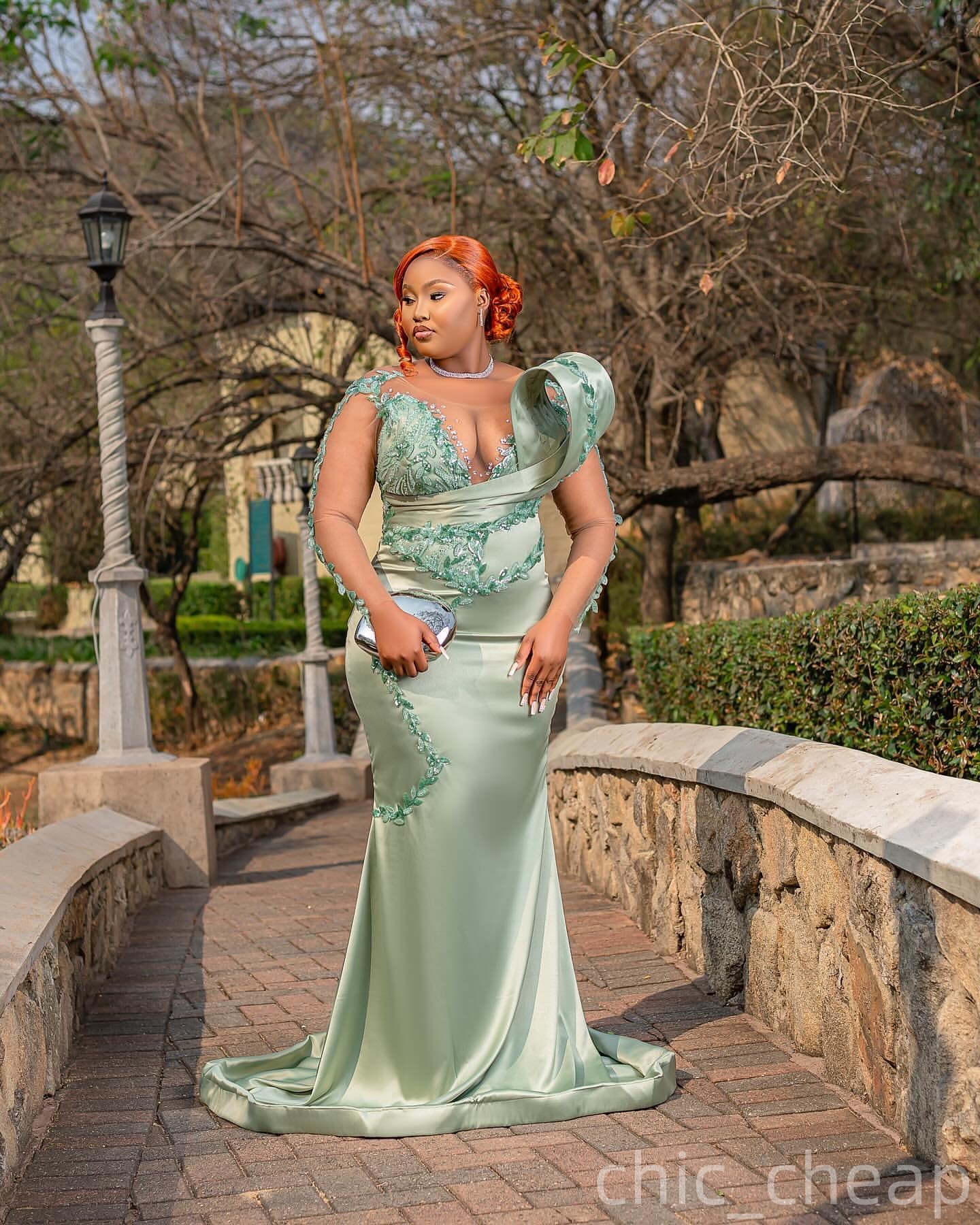 Mermaid Sage Prom Dresses 2025 Lace Crystals Satin Sheer Neck Vintage Evening Formal Party Second Birthday Engagement Gowns Plus Size Dress For Specia