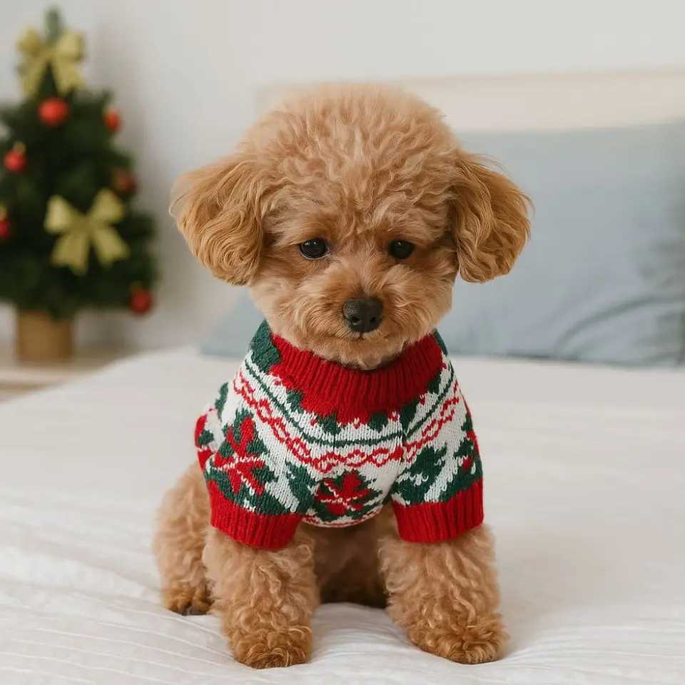 Dress Up Cartoon Pattern Pet Christmas Sweater Warm Soft Dog Snowflake Sweater Cat Elk Knitwear Autumn and Winter S25911