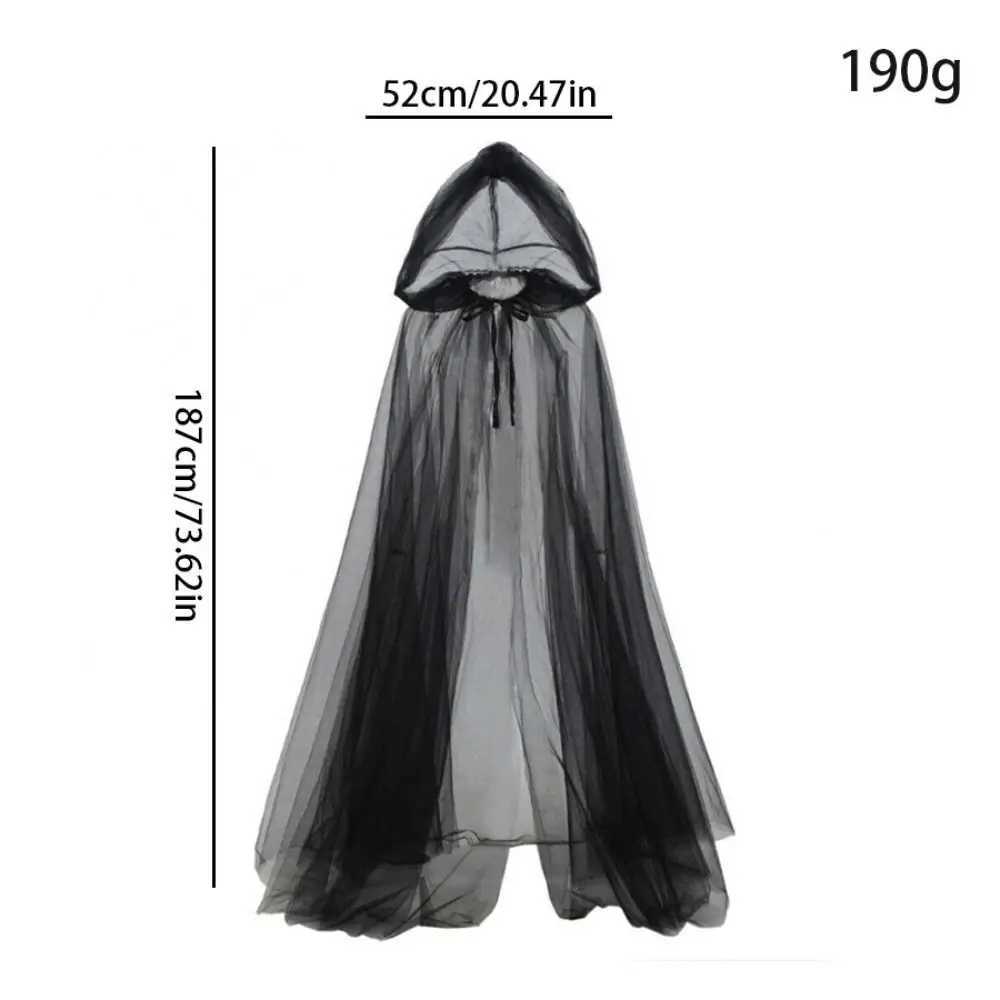Funny Transparent Mesh Ghost Cloak Lace Up Cosplay Women Halloween Costume Dress Up Accessories Hooded Cloak Cosplay L250918