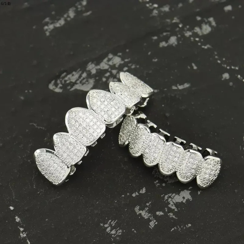 HipHop Teeth Tooth Caps Set Unisex Gold Silver Plated Removable Dental Jewelry Trendy Streetwear Statement Mouth Accessory 250918