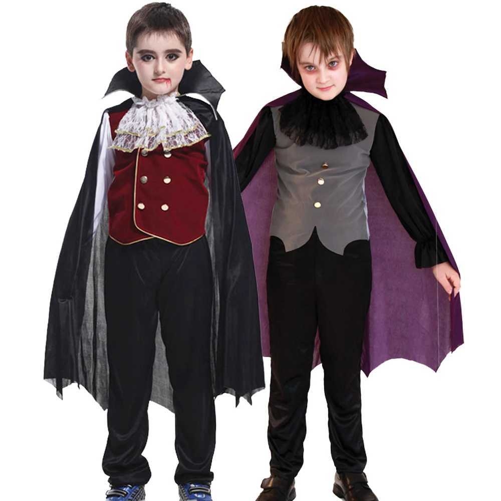 Children Vampire Cosplay Halloween Costumes Boys Fantasy Count Dracula Scary Clothes Outfits with Vampire Cloaks L250918