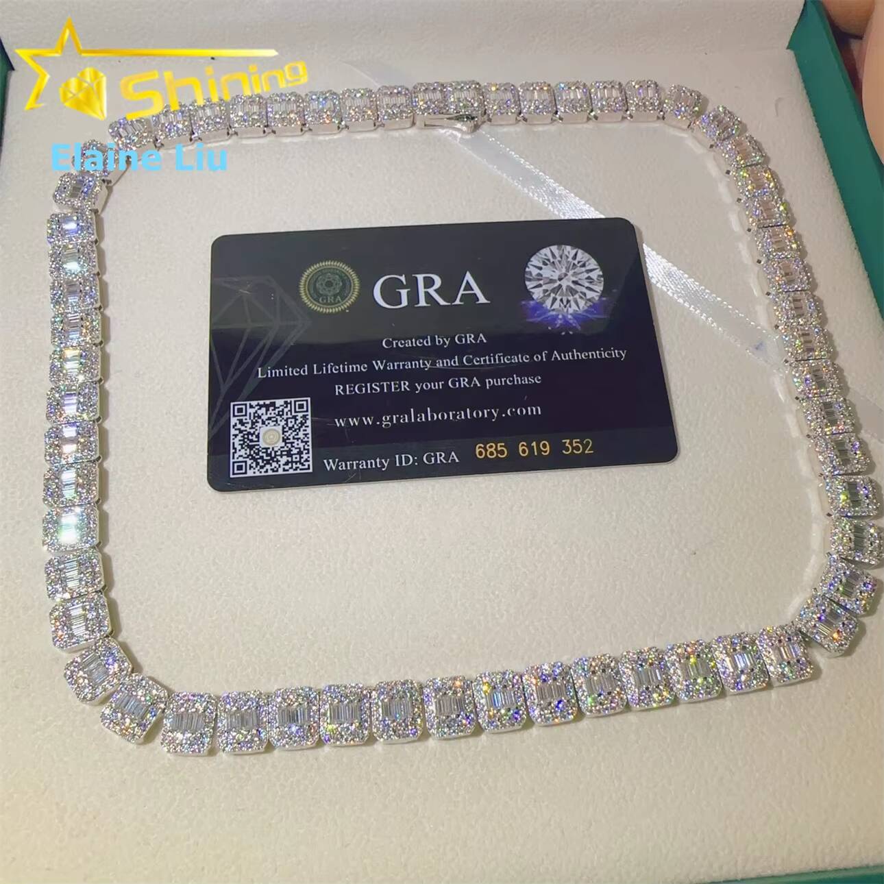 8mm Iced Out VVS Moissanite Diamond Sterling Silver 925 Miami Cuban Link Chain Necklace Moissanite Hip Hop Jewelry