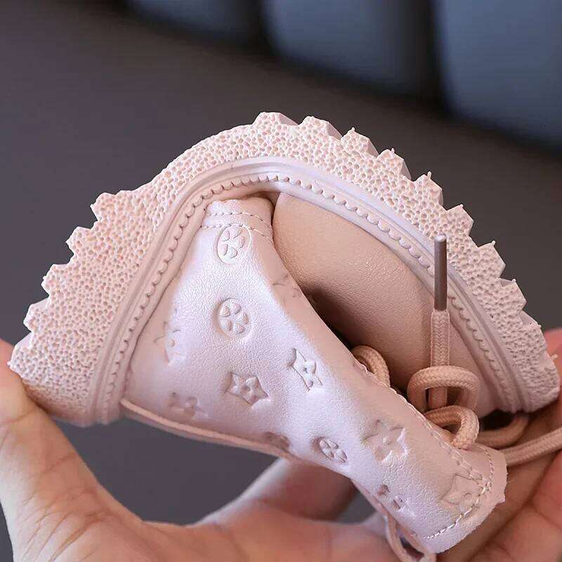 Autumn Winter Plush Children Boys Girls Shoes Fashion Brand Soft Leather Warm Kids Boots