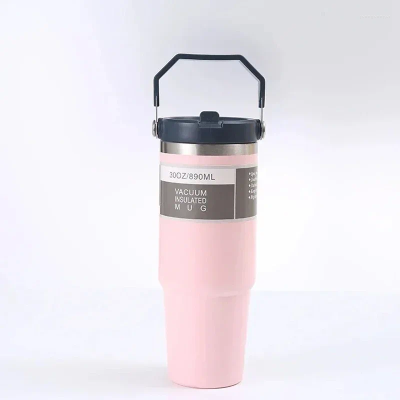 Water Bottles Stanliess 30oz Tumbler Car Cup With Handle Straw Lid Steel Vacuum Insulated Coffee Mug Double Wall Travel Cup Large Capacity
