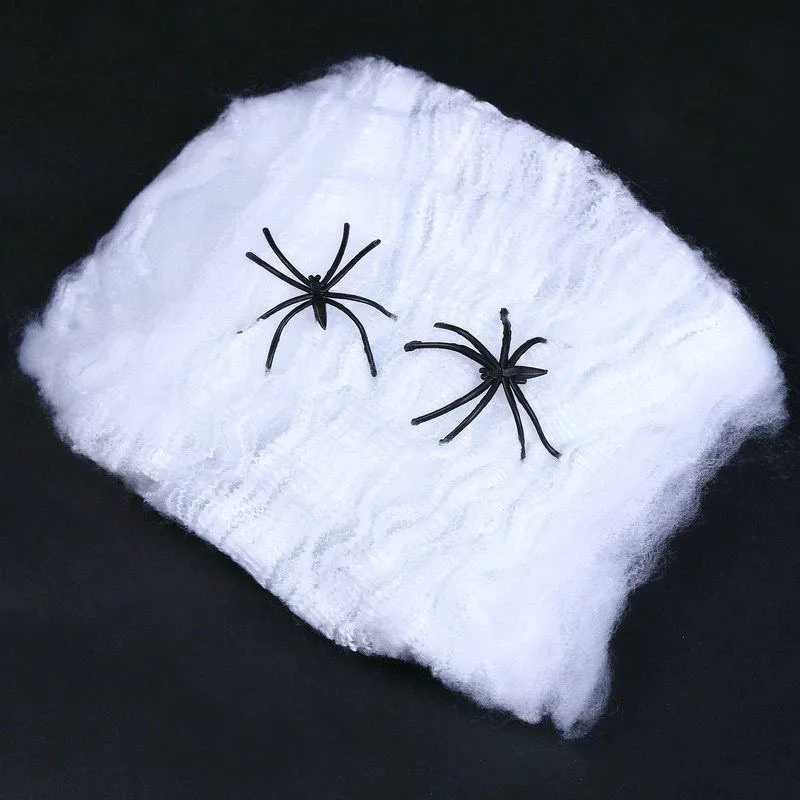 Halloween Scary Party Scene Props White Stretchy Cobweb Spider Web Horror Halloween Decoration For Bar Haunted House C250919