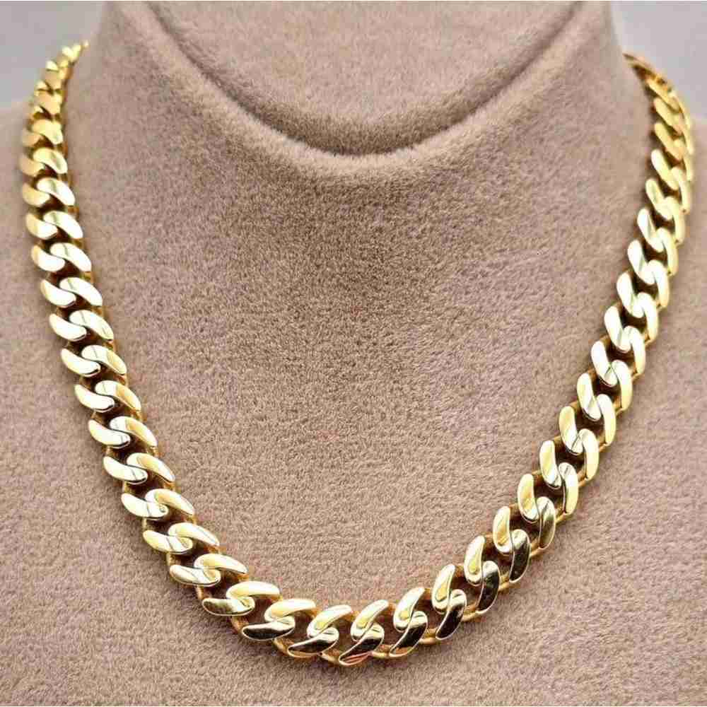 FaMoissaniteory Heavy 16mm Cuban Link Chain Miami Plain Hip Hop Necklace 14K 18K Gold Plating Cuban Chain