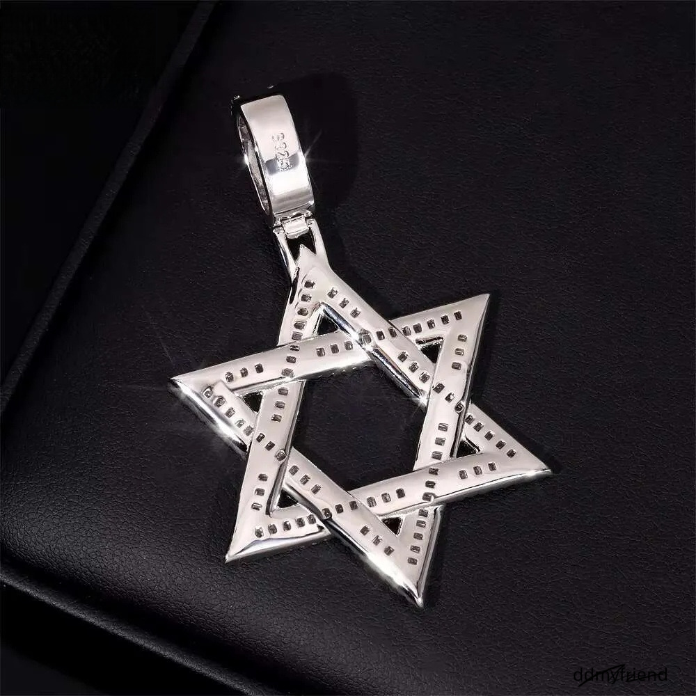 Pass Tester Sier Hexagram Charms Gold Plated VVS Moissanite Dia Pendant ddmyfriend