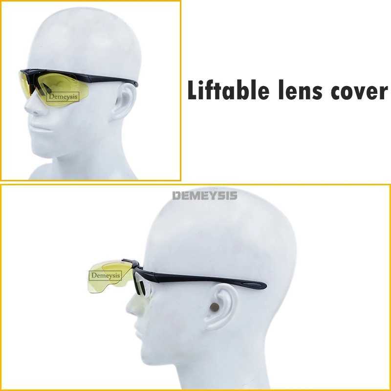 3 Lens Tactical Glasses Outdoor Hunting Hiking Sports UV Protection Sunglasses Flip Up Lens Airsoft Wargame CS Shooting Glasses J250919