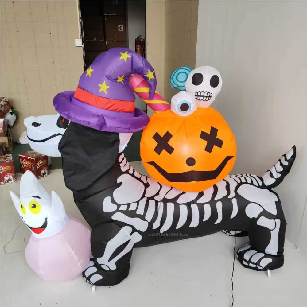 15M Long Halloween Inflatables Puppy Pumpkin Decor Buildin LED Outdoor Horror House Yard Garden Props Halloween Party Decor C250919