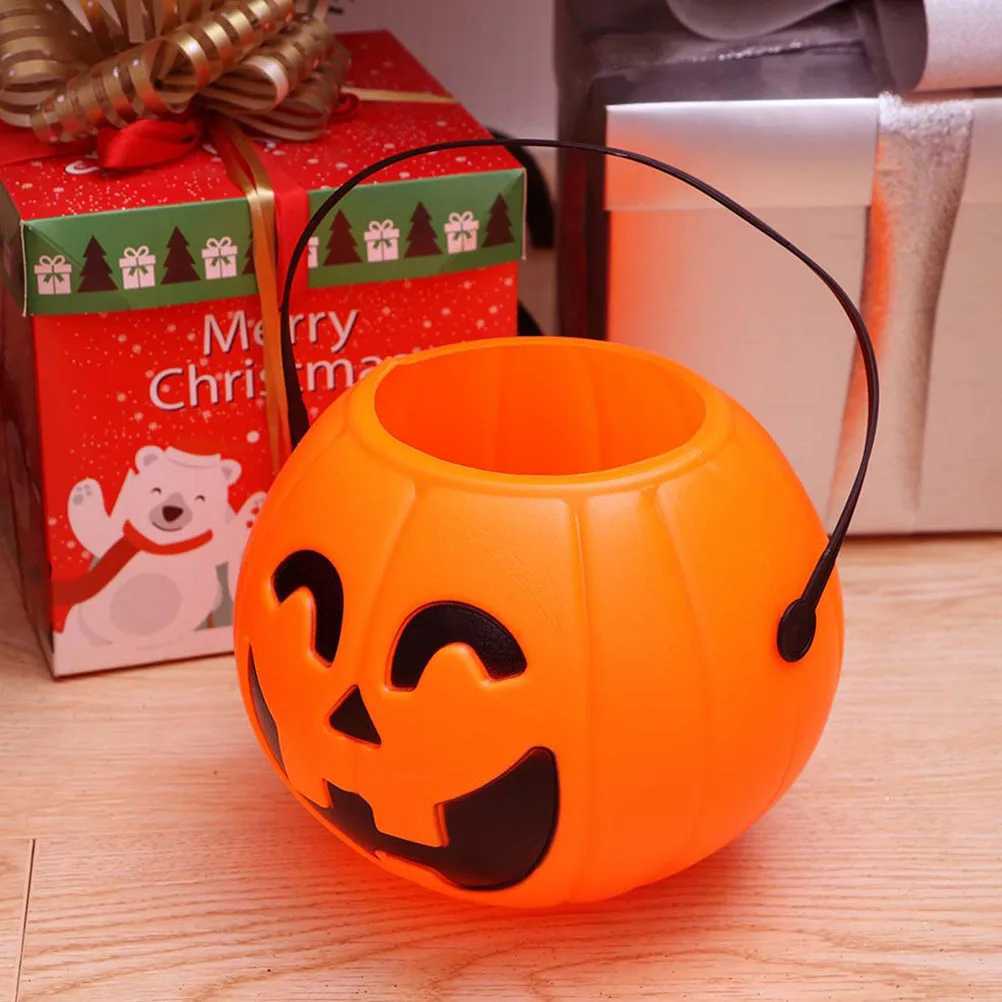 3pcs Halloween Evil Pumpkin Buckets Funny Portable Candy Container Pumpkin Bucket Candy Decor Pail Treat Buckets Lantern C250919