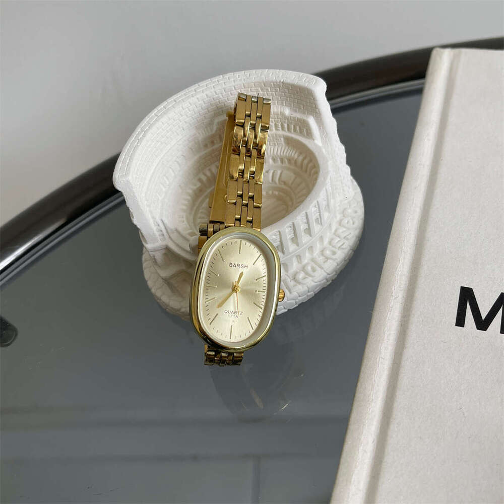 Designer gold Oval Steel Strap Simple Elegant High-Value Light Luxury Women's Watch