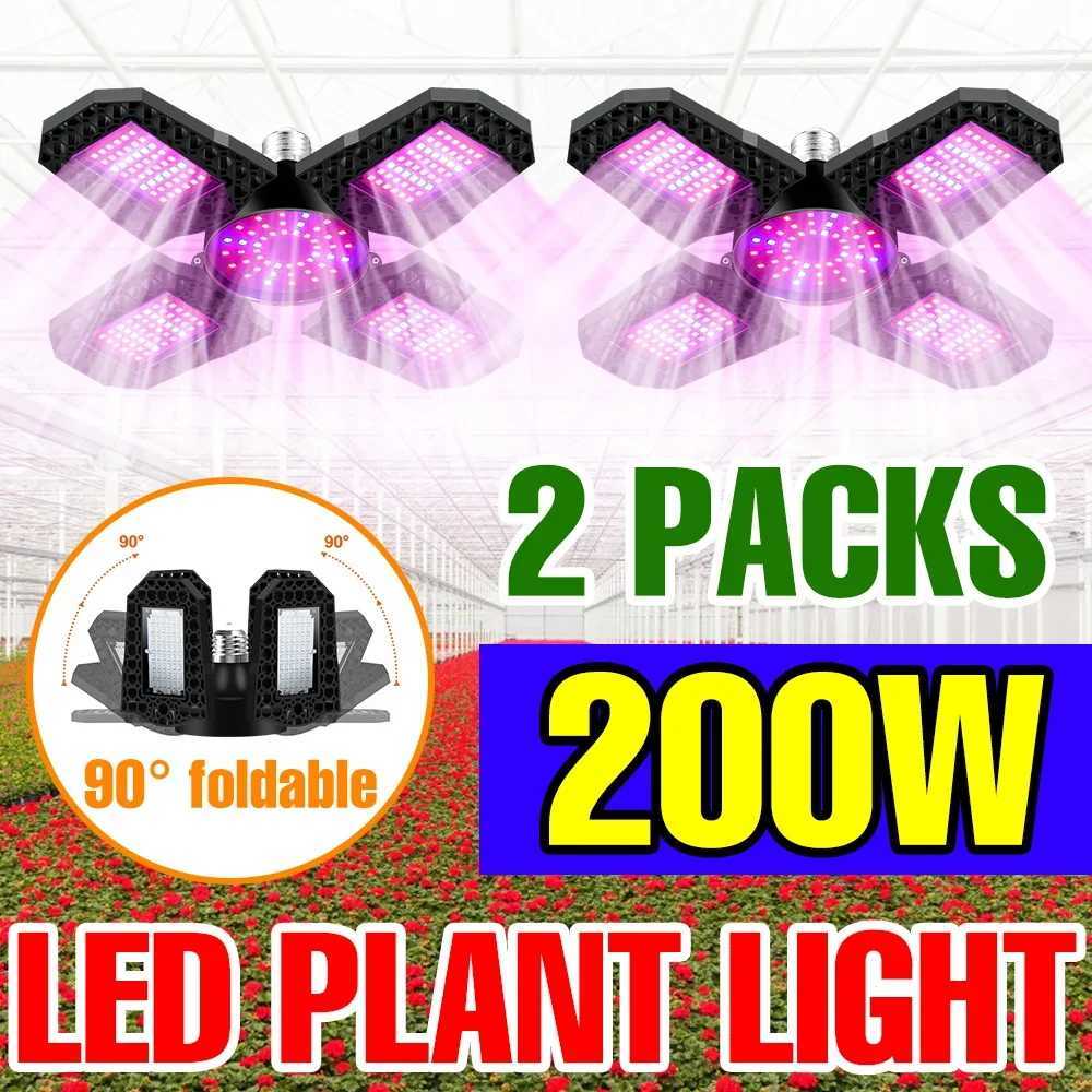 2PCS 200W E26E27 LED Deformable Plants Light Full Spectrum Grow Lamp Indoor Seed Fill Lighting 110V Greenhouse Tent Hydroponics C250919