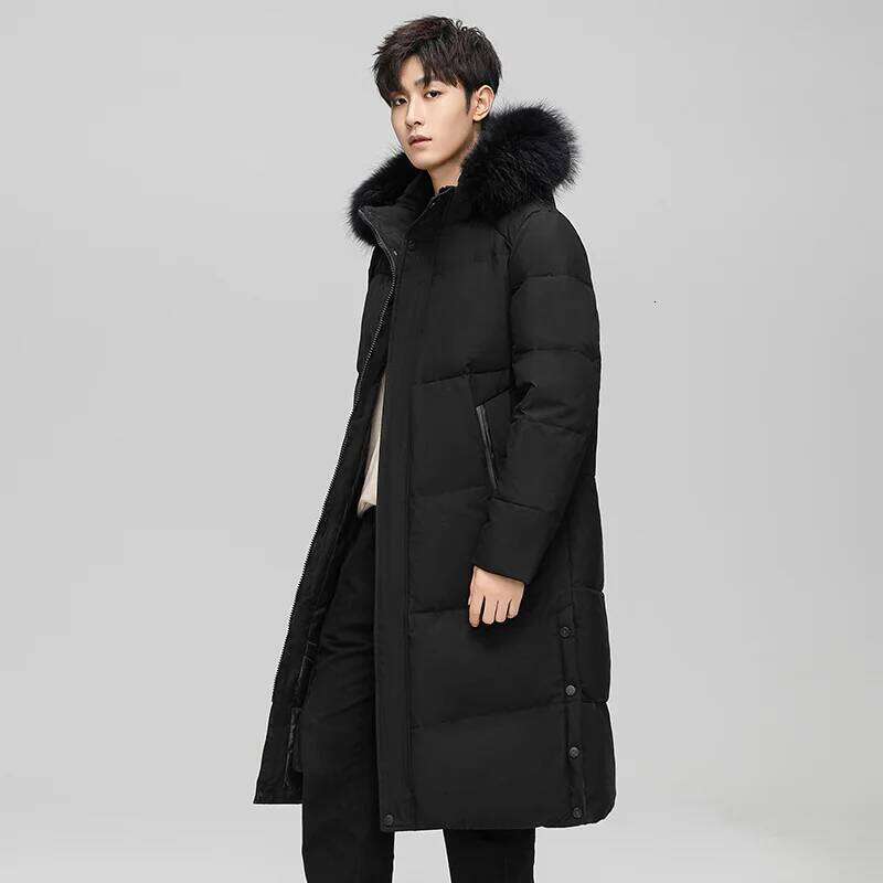 Winter Men's High-end Fashion Thickened Hooded Long White Duck Down Pike Parka Casual Snow Warm Women Puffer Jacket