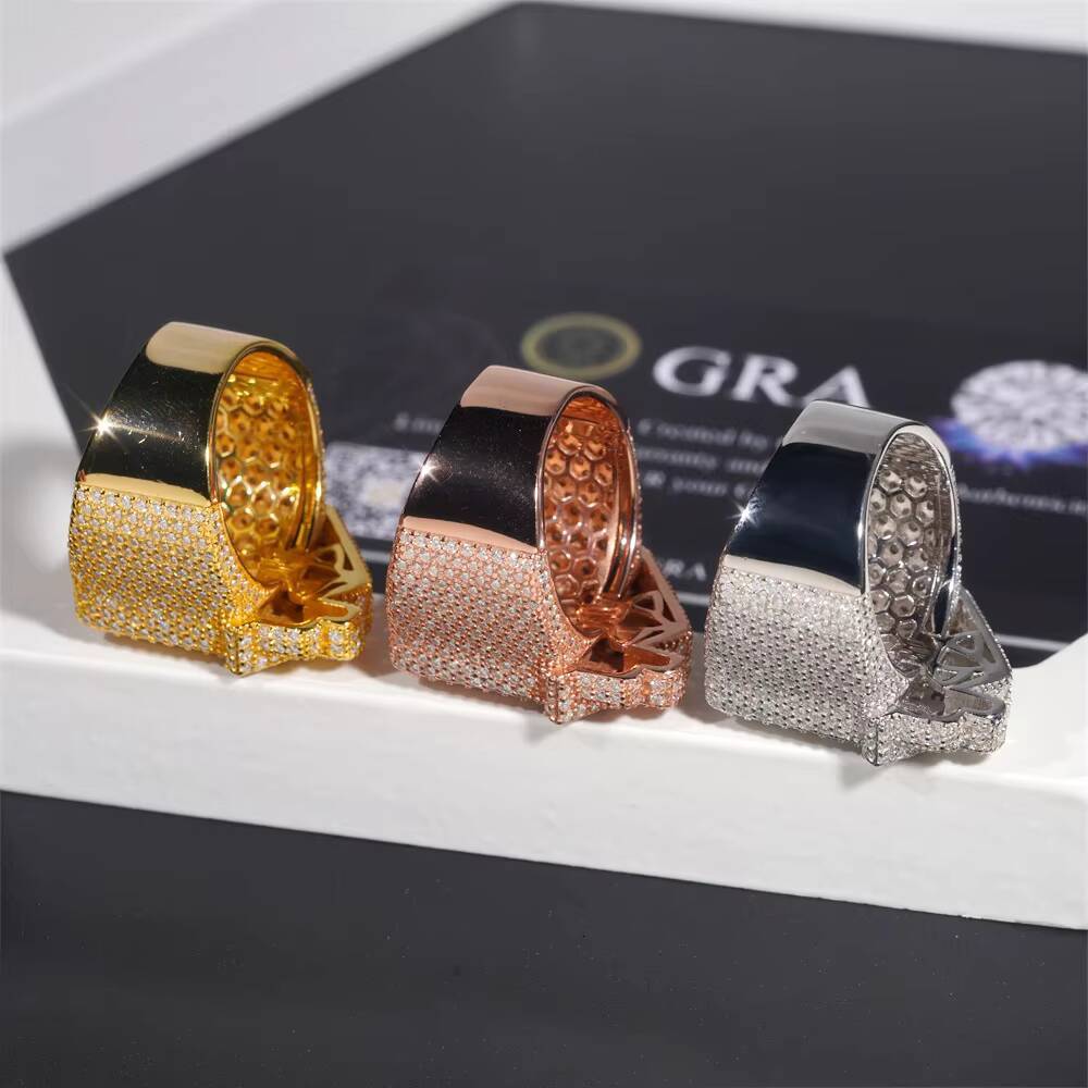 Hip Hop VVS D Color Moissanite Bling Mens Cluster Trap House Ring With 925 Sterling Silver Pass Diamond Tester GRA