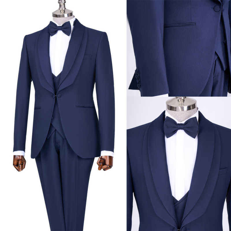 Formal Wedding Tuxedos Shawl Lapel Jacket Vest Pants Men Suit Classic Fit Double Breasted Grooms Evening Blazers Customized