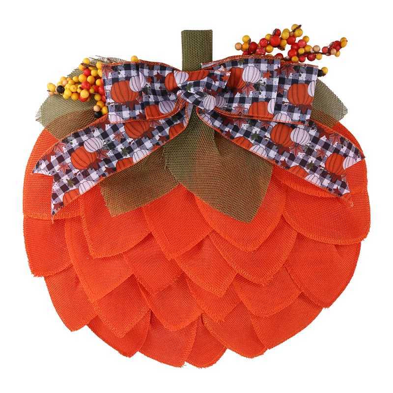 A24FFarmhouse Pumpkin Wreath Pumpkin Door Hanger Burlap Mesh Pumpkin For Autumn Fall Halloween Thanksgiving Wall Decor C250919