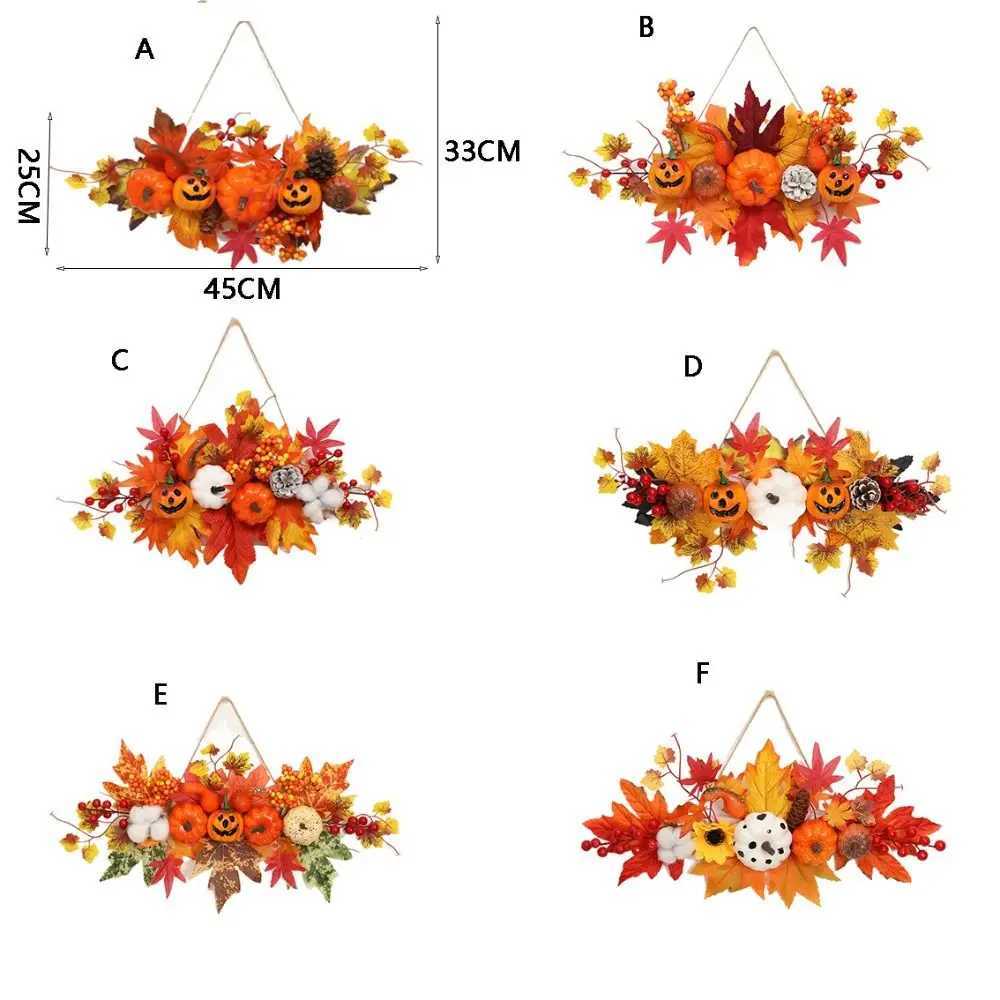 Artificial Halloween Maple Leaf Pumpkin Pendant Durable Festive Atmosphere Wall Hanging Props Reusable C250919