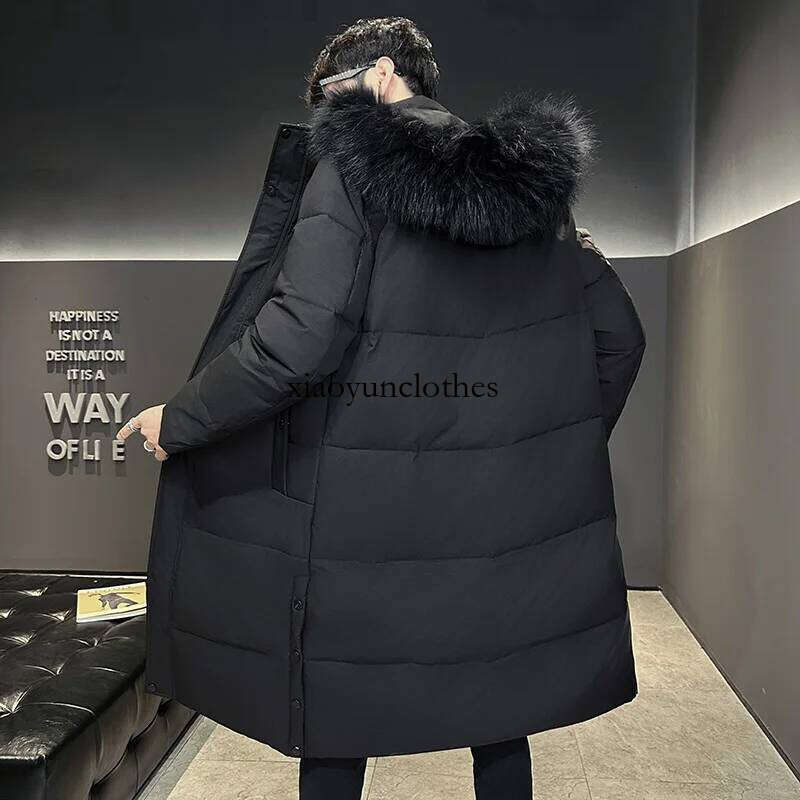 Winter Long Men's Casual Thick Windproof White Duck Down Cold-proof Coat Brand Ski Warm Big fur collar Puffer Jacket
