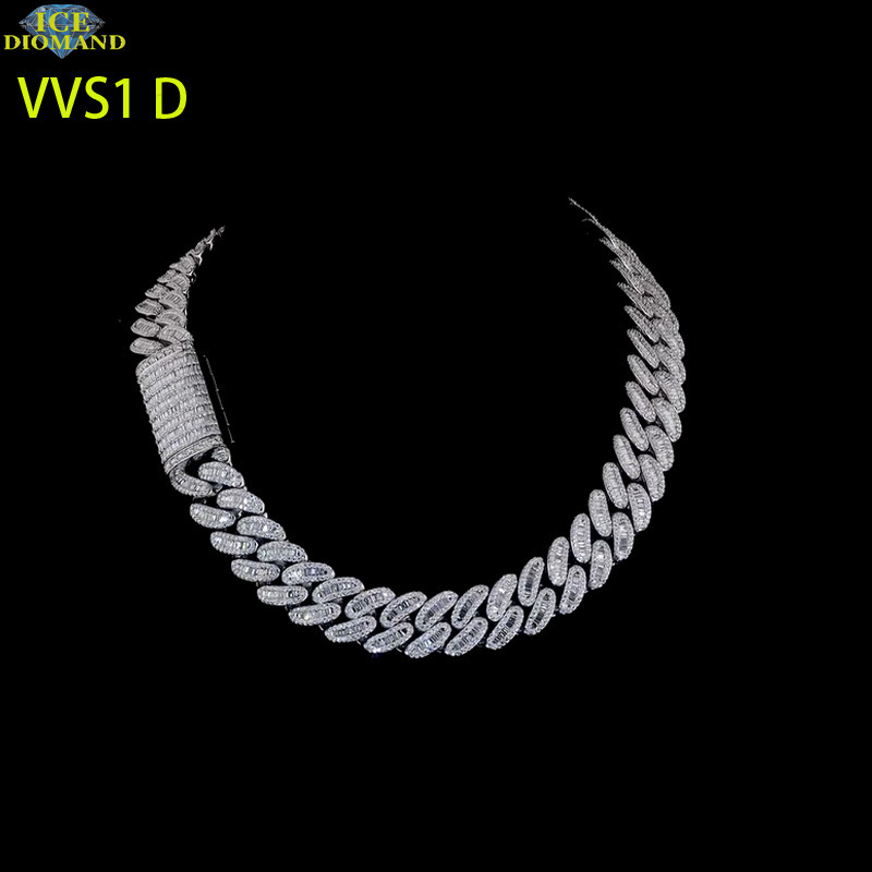 Hip Hop Jewelry Pop Special Design Bus Down 18mm ReMoissaniteangular Moissanite Diamond Cuban Link Men Necklace