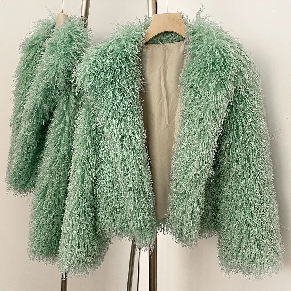 OFTBUY Fake Mongolian Sheep Fur Fluffy Jacket Women Winter Fur Artificial Thickened Faux Fur Coat Female Warm Outerwear Lady 250918