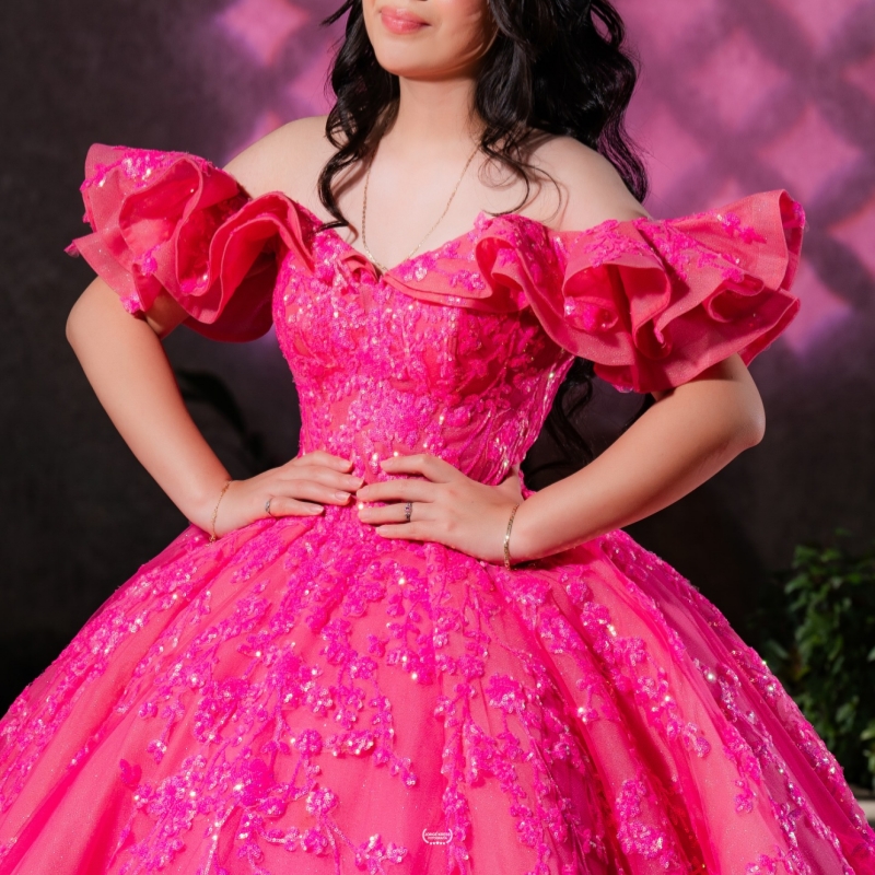 Rose Red Shiny Quinceanera Dresses Off The Shoulder Applique Lace Beads Tull Party Birthday Sweet 16 Dress Vestidos De 15 Anos