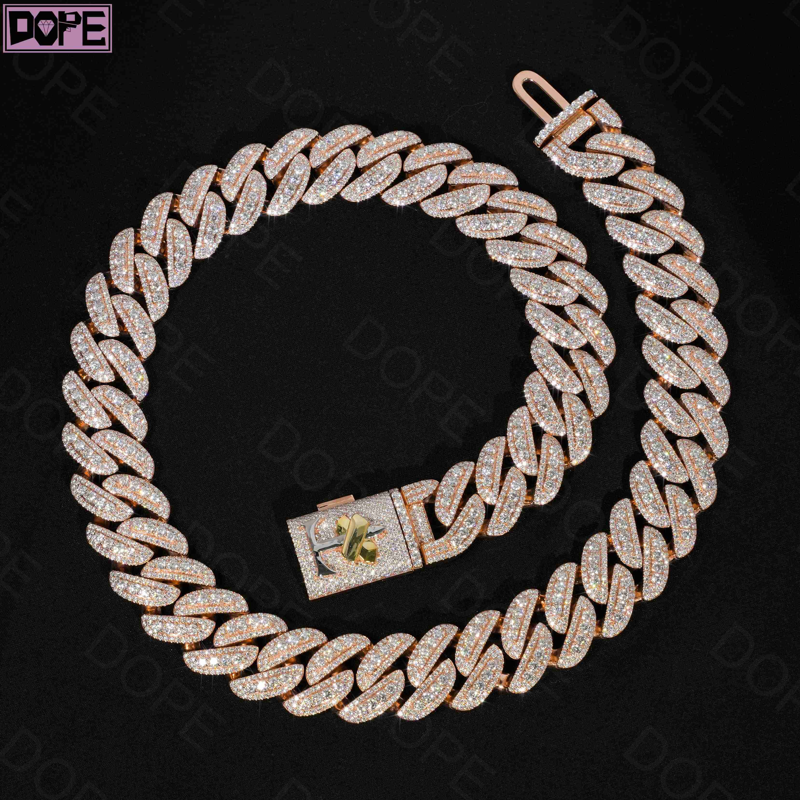 18MM Hiphop Cuban Link Chain Iced Out Heavy Men Necklace Bling 925 Silver VVS Moissanite Cuban Chain