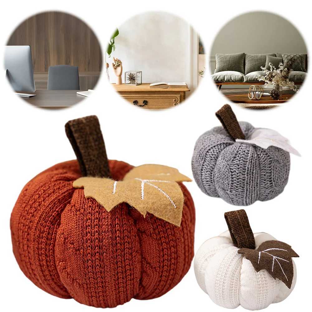 13PCS Autumn New Knit Mini Pumpkin with Maple Leaf Decoration Halloween Thanksgiving Day Kitchen Centerpiece Ornament Gifts C250919
