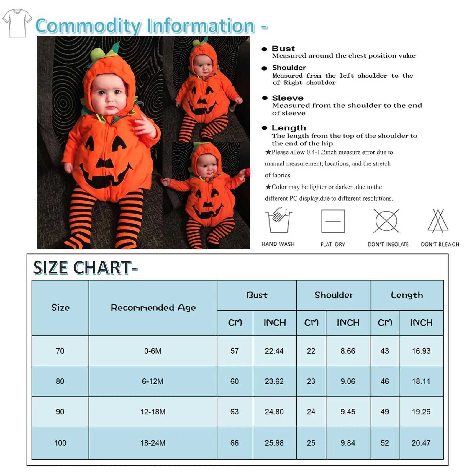 Halloween baby cute pumpkin shaped jumpsuit hooded Easy to wear LongSleeved Cushaw Zipper OnePiece Romper Photography clothing L250918