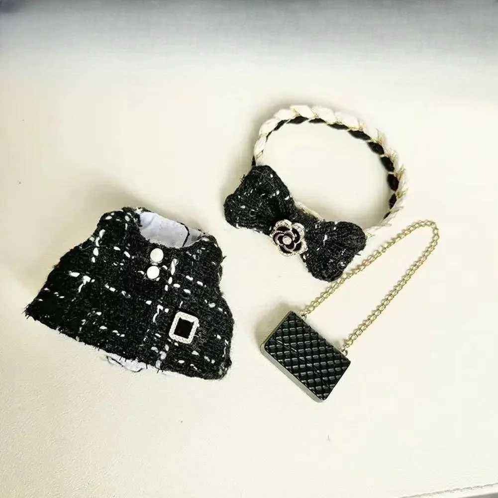 For 17cm no dollDoll Labubu Luxury Clothing Set Bow Headband dress Outfit 30 Labubu Doll Sitting Party Decorations Accesso C250919