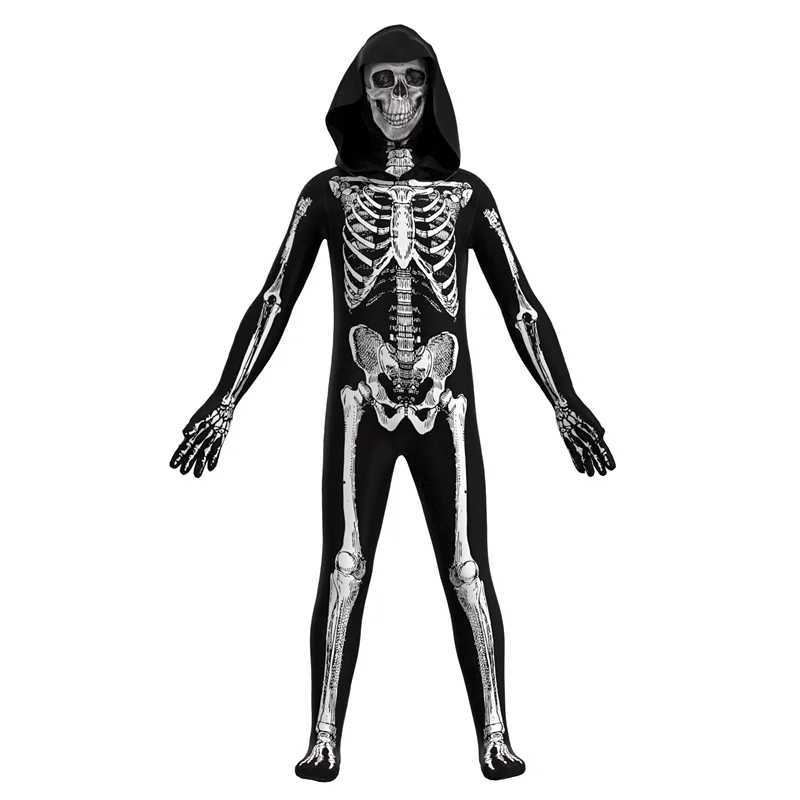 Halloween Skull Costume Childrens Terror Dress Up Hooded Game Cosplay Holiday Gift Costume L250918