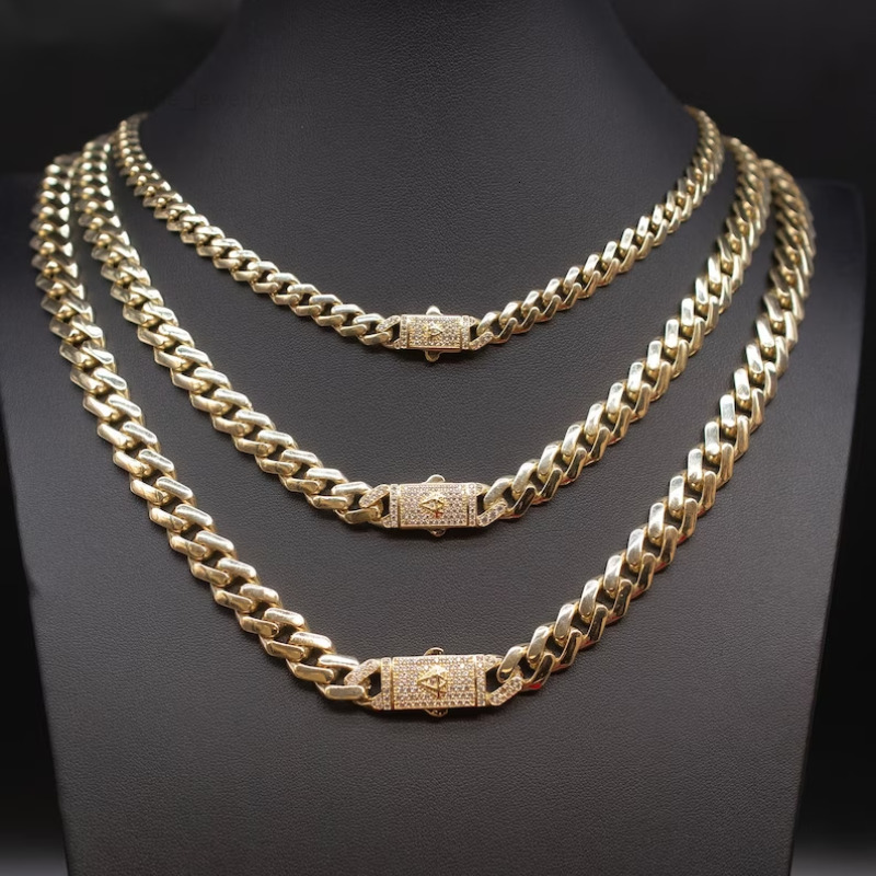 Hiphop Iced Out 7911mm Customized Trend VVS Moissanite Clasp Cuban Necklaces 14K Gold Sparkling Cuban Link Chain