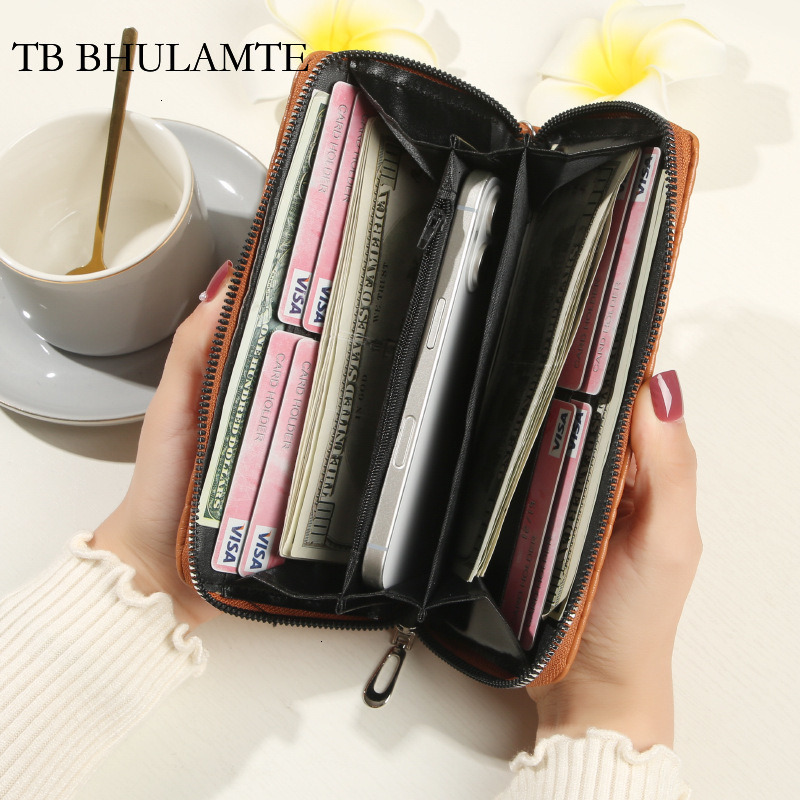 TB BHULAMTE Designer Luxury New Women's Zipper Wallet Fashion European And American Large Capacity Soft Handbag Trendy Mobile Phone Bag Card Bag
