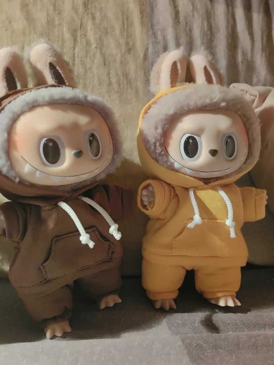 17cm Dolls fashion Clothes for Labubu The Monster Outfit Accessories Clothing DIY Kids Gift Girls Hooded Sweatshirt Pants C250919