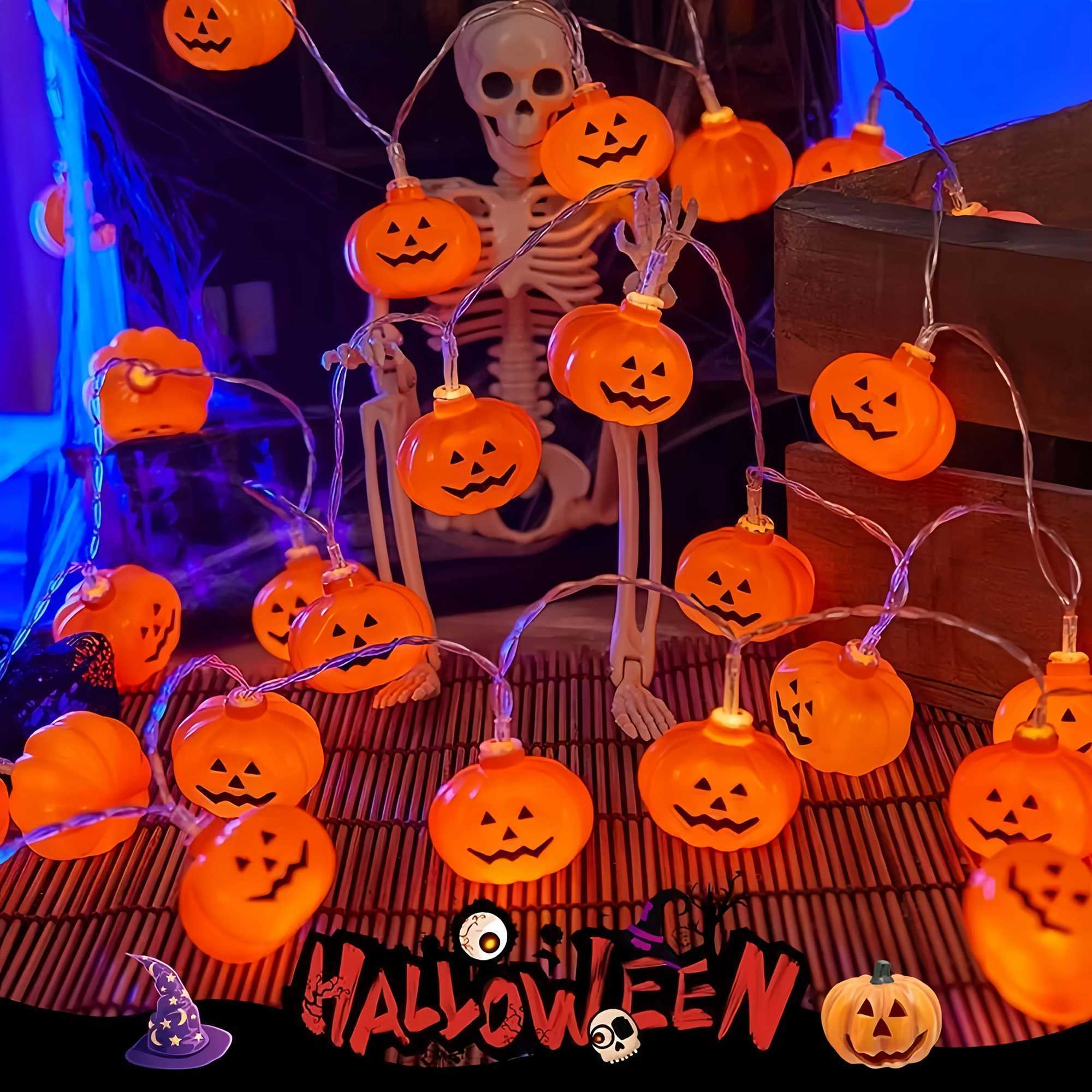 Pumpkin Halloween Decoration LED String Lights Battery Powered 3D Lantern Fairy Lights for DIY Room Haunted House Party Decor C250919