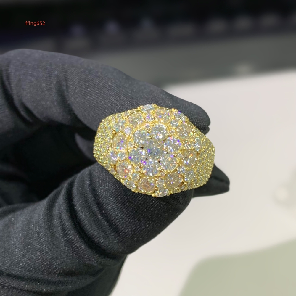 Hiphop Jewelry 14k 18k Gold Plated 925 Sterling Silver Mens Iced Out Diamond Moissnaite Ring HIPHOP Champion Ring