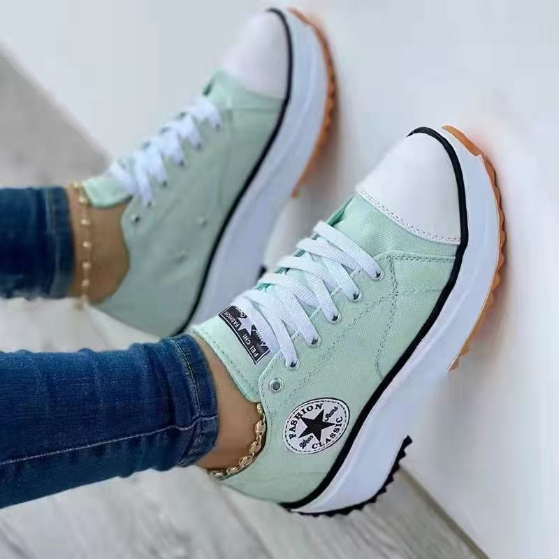 Casual Shoes Womens High-End Brand Sports Shoes Comfortable Breathable Ladies Canvas Shoes Casual Shoes Flat Lace Up for WomenL464