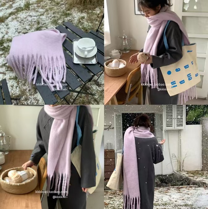T1790 New Style Women's Wool Scarf, Stylish Korean Design for Winter, Versatile and Elegant, Perfect for Couples