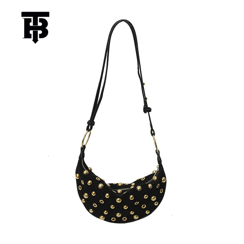 Designer Bag Retro Rivet Heavy-duty Single Shoulder Women's Bag Polka Polka Dot Hollow Punk Luxury Single Shoulder Bag Metal Crescent Women'