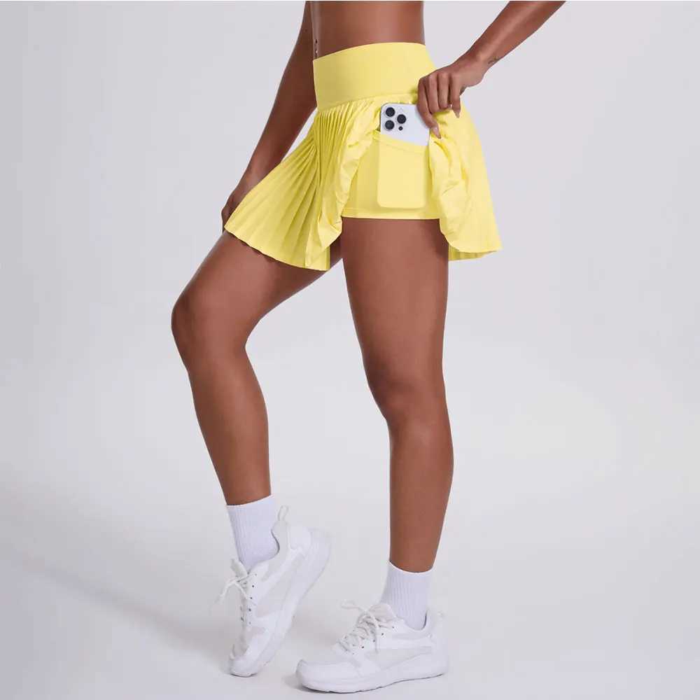 mikeyoga Women Pleated Sports Tennis Skirts Women High Waist Yoga Short Skirt Fitness Short Skirt Pocket Gym Golf Mini SkirtXJ250919