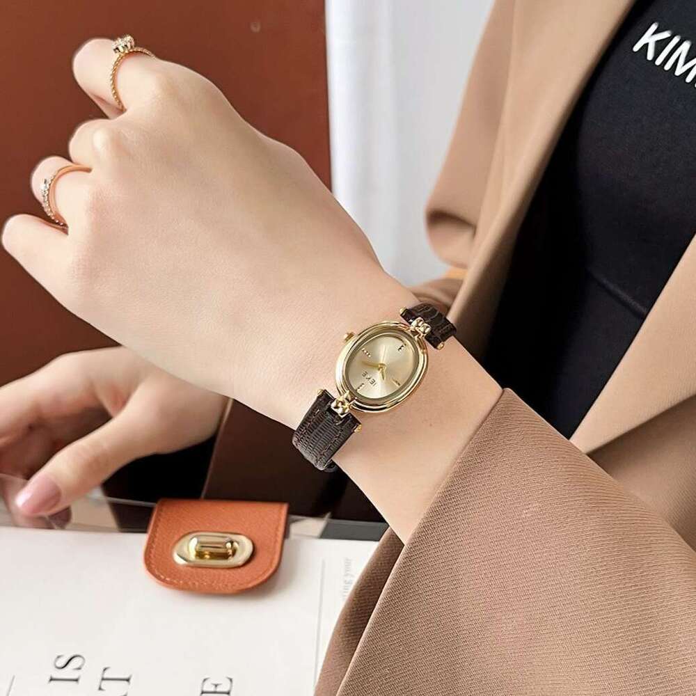 Artistic Designer Small Gold for Women British Academy Style Elegant Luxury Oval High-end Women's Watch