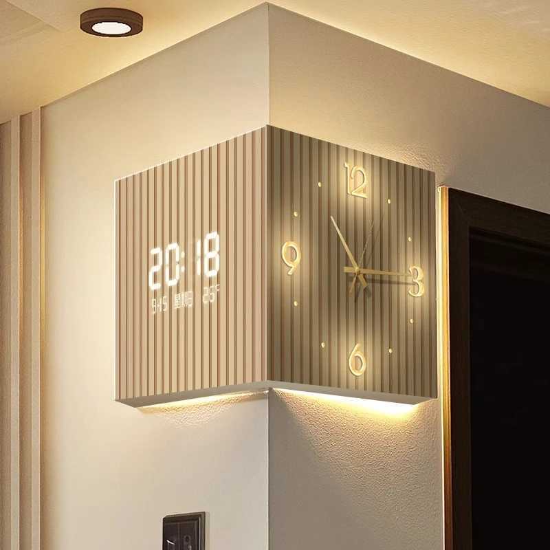 Modern Dual-Sided Corner Clock Space-Saving Wall Decor for Living Room Minimalist Bedroom Background Frameless Home Office DecorXJ250716