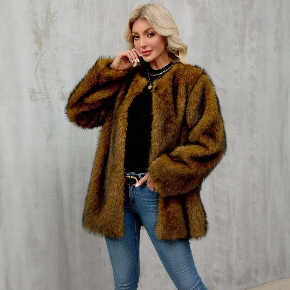 Autumn Winter New Coat for Women, Loose and Warm Plush Cardigan, Faux Fur Coat, Overcoat