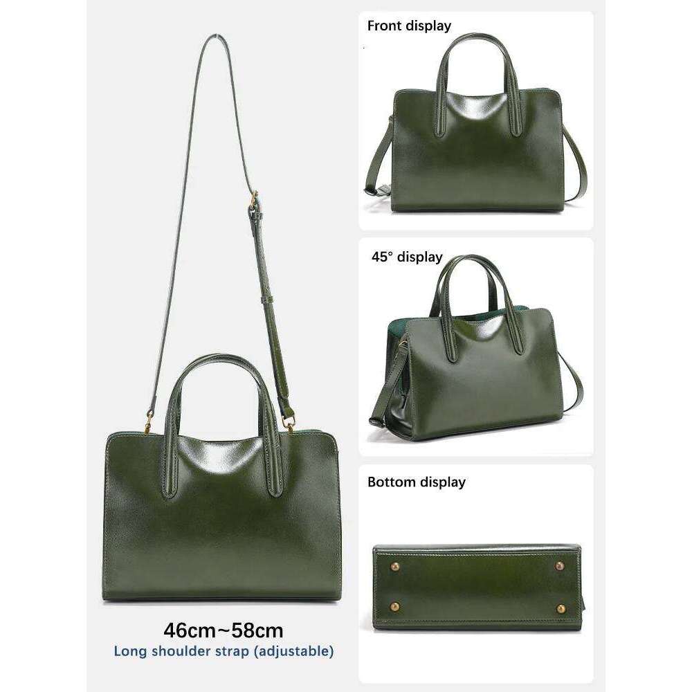 Designer Bag Luxury Bag Zency Oil Wax Leather Handbags For Women Crossbody Bag Removable Shoulder Strap Three Layer Pockets 2025 Autumn Winter Totes