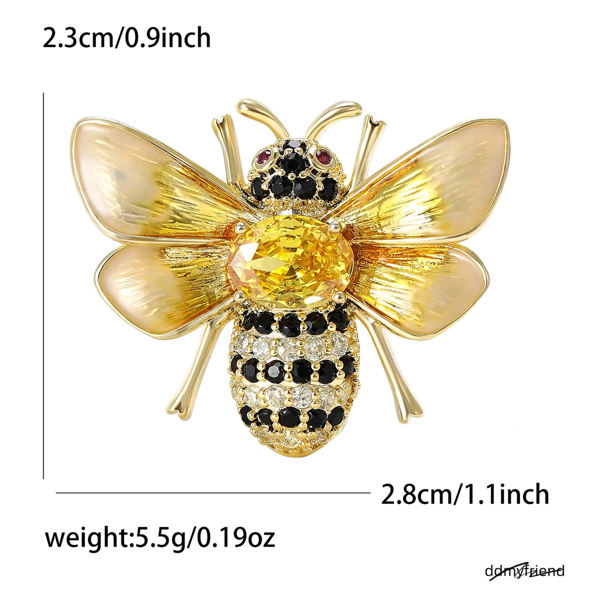 Gold Tone Rhinestone Bee Brooch With Yellow Gemstone, Black Onyx Pearl Accents Nature - Inspired Gift For Him/Her High Quality And Stylish Jewelry ddm