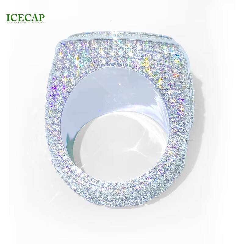 Best Selling Luxury Style Silver Hip Hop Jewelry Rings Mens Gift Costom Pentagram Letter Iced Out Moissanite Rings for Men