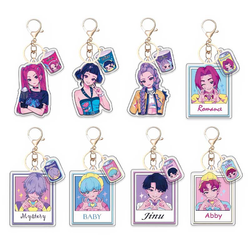 Kpop Demon Hunters K-POP peripheral finely Anime Pendant Keychains Holder Car Key Ring Mobile Phone Bag Hanging Cute Kawaii