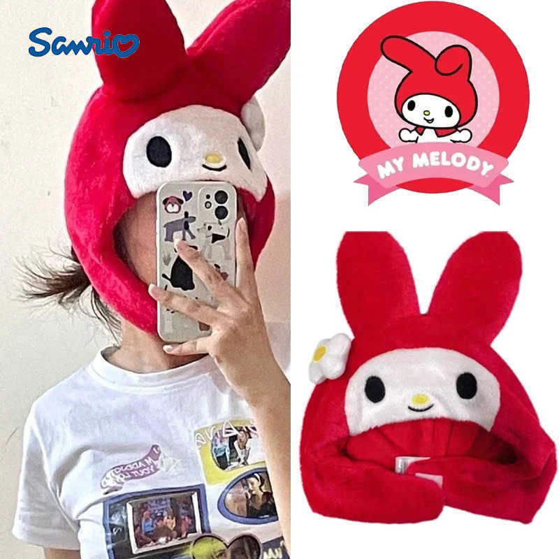 Sanrio My Melody Plush Hat Cute Cartoon Autumn Winter Keep Warm Ear Protectors Girl Women Windproof Kawaii Female Embroidered Hat Gift L250919