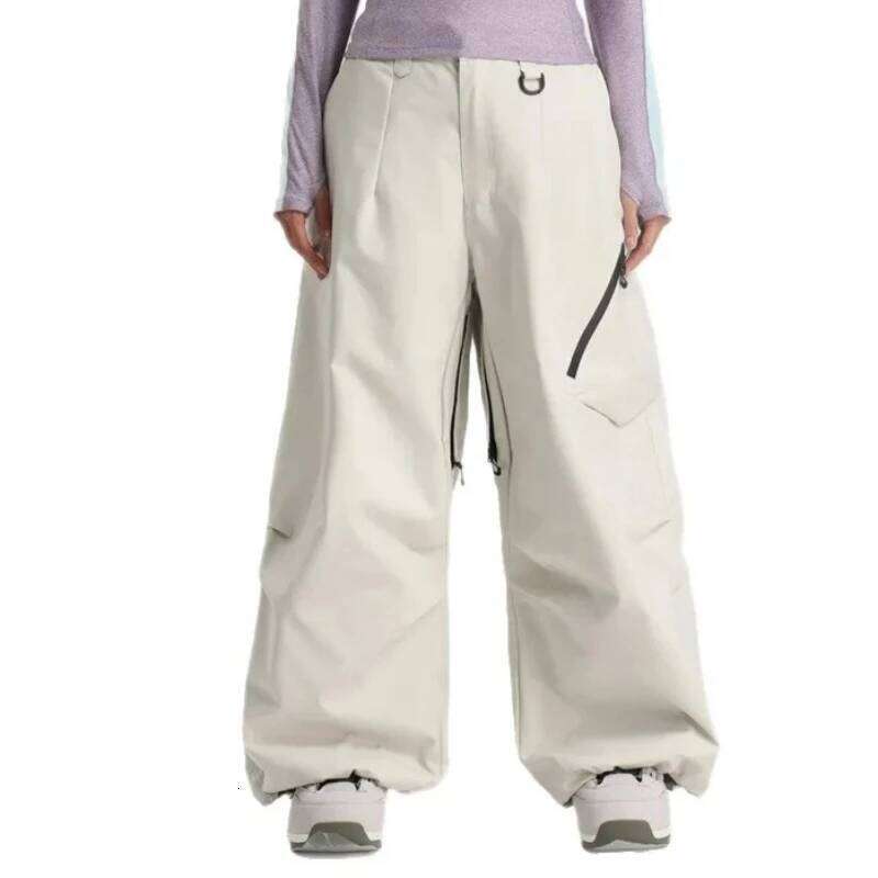 Women Waterproof Ski Pant Windproof Men Warm Snowboarding Trousers Outdoor Winter Sports Breathable Solid Baggy Skiing Strides