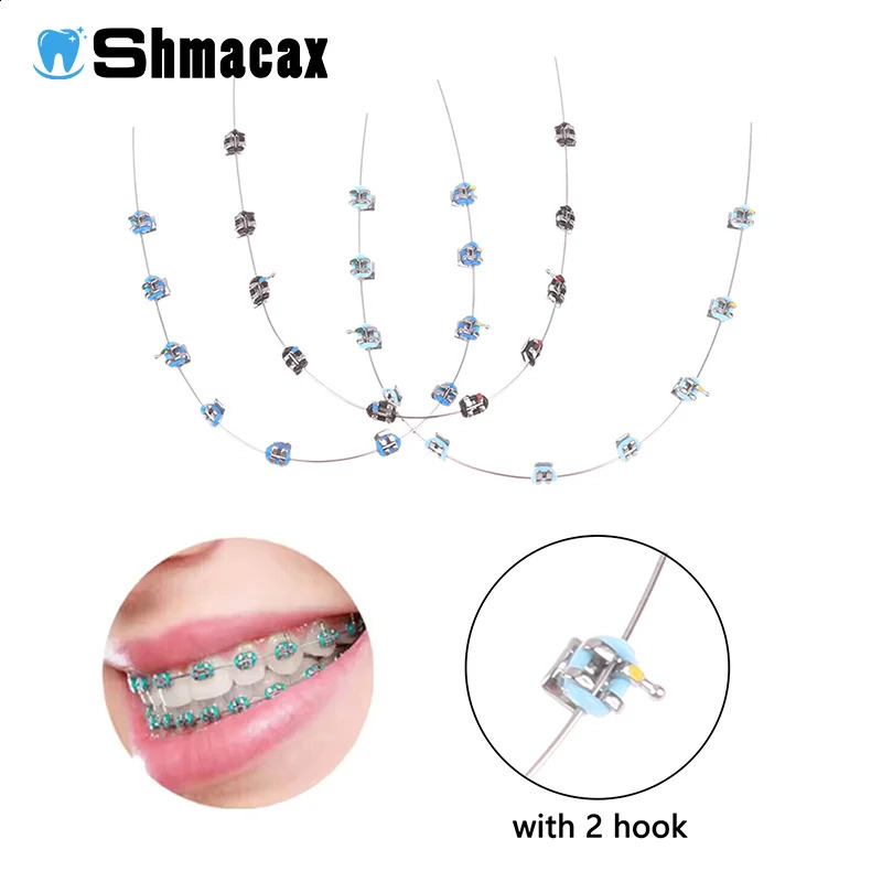 2PCS Split Type Mini Colorful Brackets With Hook Dental Fake Braces Temporary Tooth Decoration Dental Tool 250918
