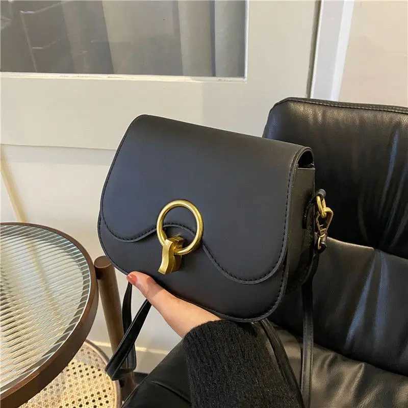 Fashion Lock Design Shoulder Bag New Flap Crossbody Bags For Women Solid Color Pu Leather Ladies Saddle Handbags Z250915